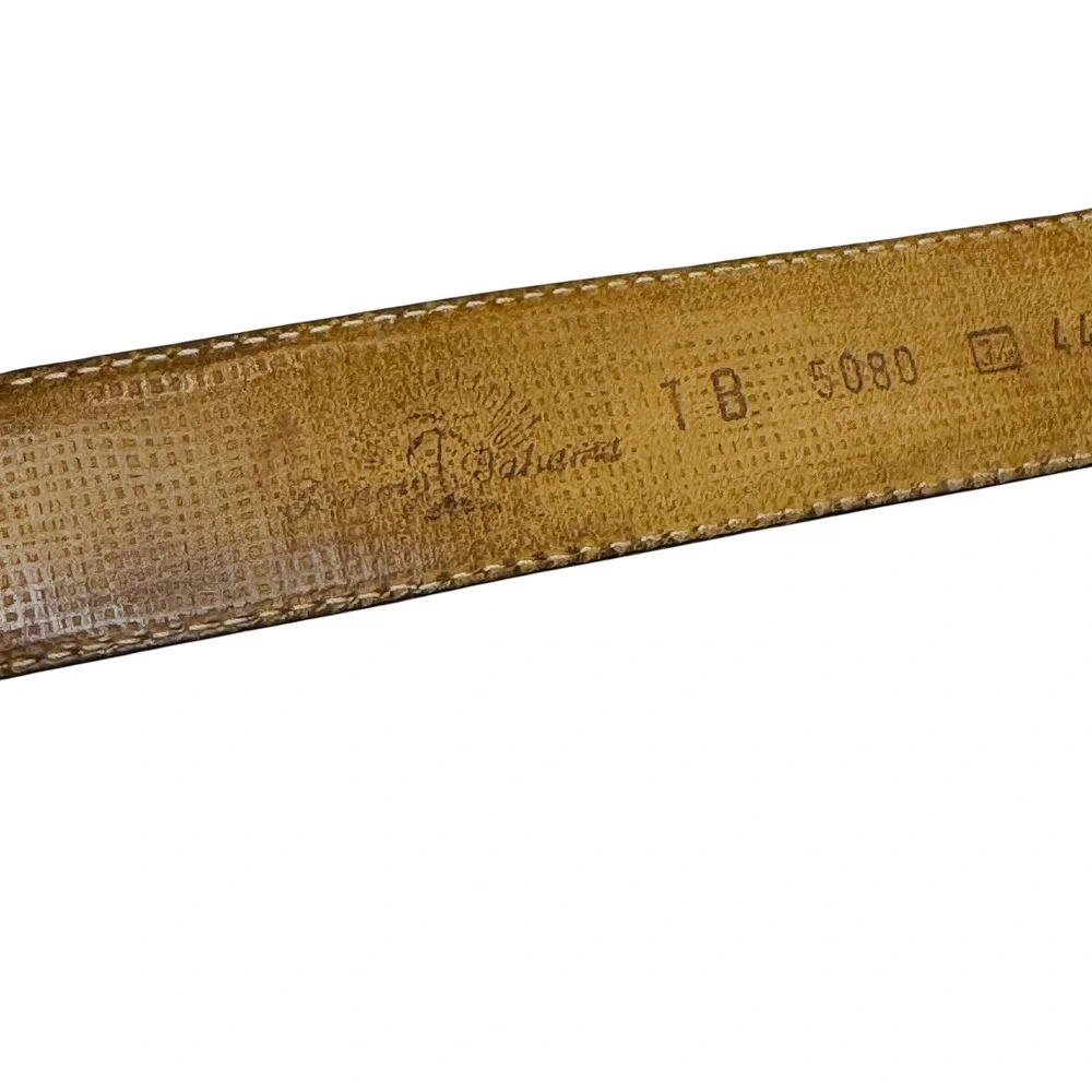 Tommy Bahama Leather Canvas Belt Men's Brown‎ Tan Size 44 Spain Classic Casual